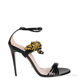 Gucci Black Bee Embellished Crystal Sandals