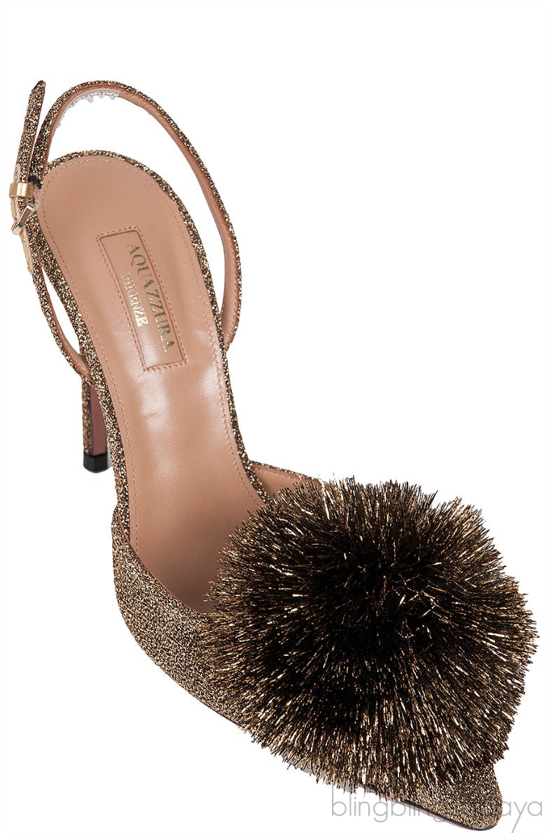 Metallic Gold Powder Puff Heels