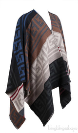 Fendi Multicolor FF Pattern Wool Poncho