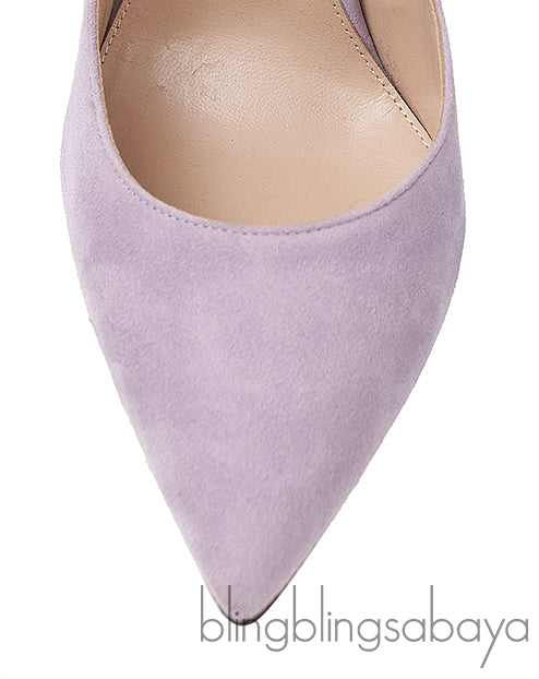 Lilac Suede Pointed Toe Heels