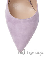 Lilac Suede Pointed Toe Heels