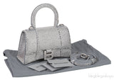Silver Hourglass XS Rhinestone Suede Calfskin