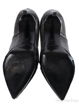 Yves Saint Laurent Gun Metal Lizard Print Pointed Pump
