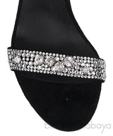 Black Suede Crystal Sandals