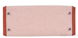 Kelly 28 Sellier Toile Quadrille Veau Swift Terre Battue-Mauve Sylvester-Blanc