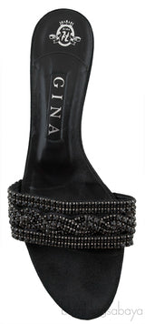 Black Crystal Mule Sandals