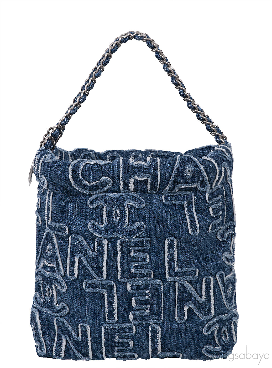Chanel 22 Mini Denim CC Logo Hobo Bag