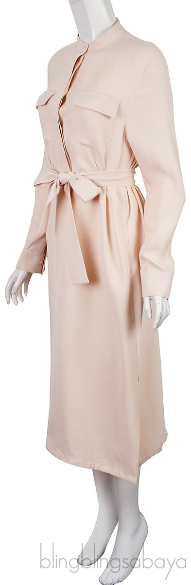 Beige Belted Shirt Dress