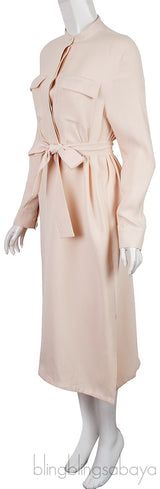 Beige Belted Shirt Dress