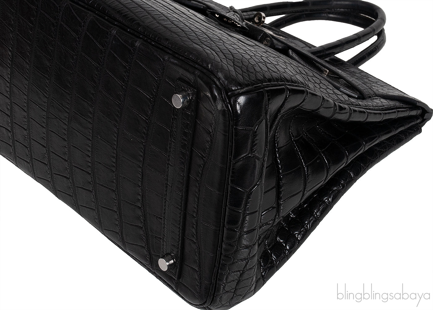 Birkin 35 Black Matte Alligator Crocodile PHW