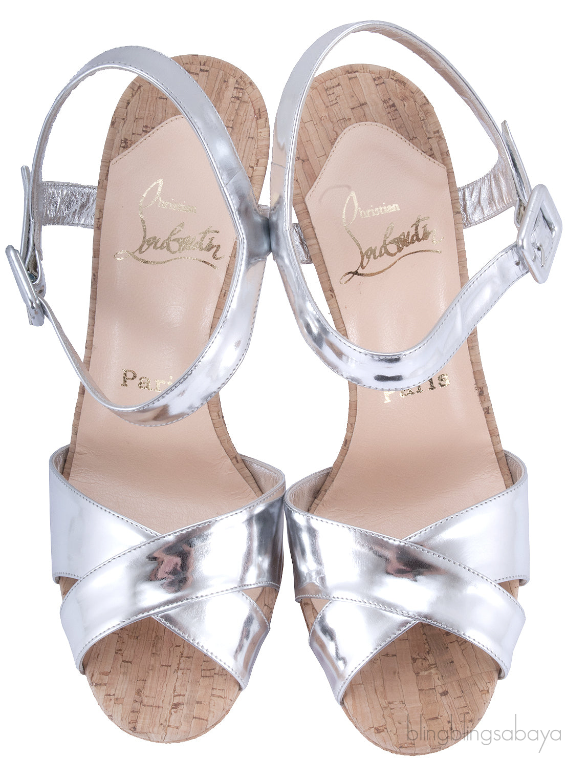 Lafalaise Silver Patent Cork Sandals