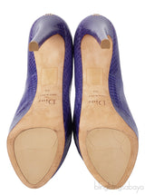 Purple Snakeskin Peep Toe Pump