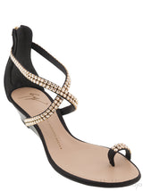 Black Crystal One Finger Sandals