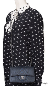 Chanel Black/Blue Python Mini Flap bag RHW