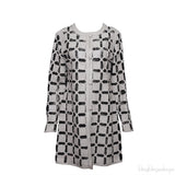Akhesa Light Grey & Black Mesh Leather Coat