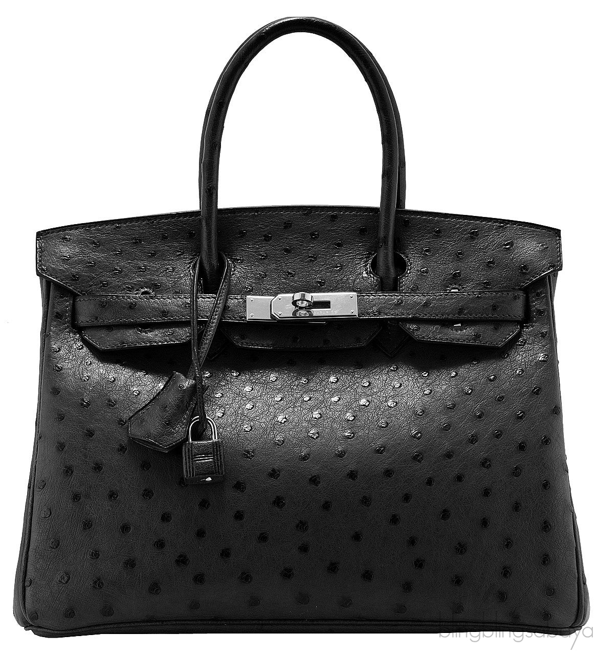 Birkin 30 Black Ostrich PHW