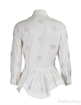 Alaia White Cotton Peplum Shirt