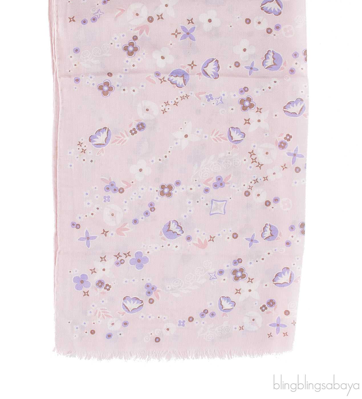 Pink Monogram Print Stole