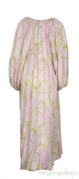 Beige Georgette Floral Print Linen Dress