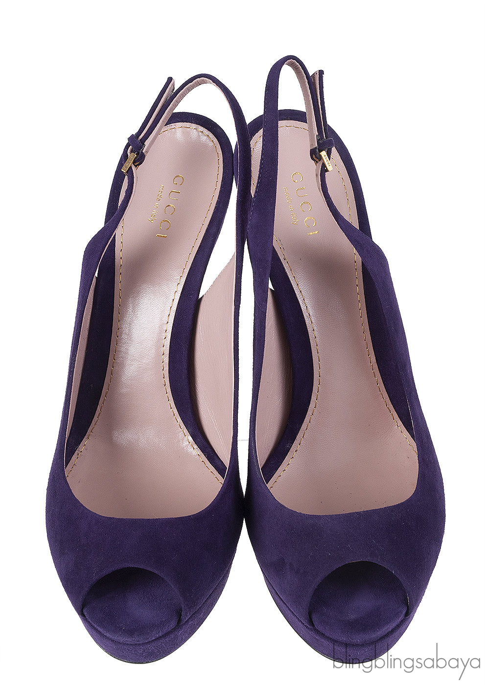 Gucci Purple Suede Slingback Peep Toe