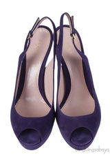 Gucci Purple Suede Slingback Peep Toe