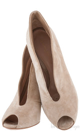 Beige Suede Ankle-Flare Boots