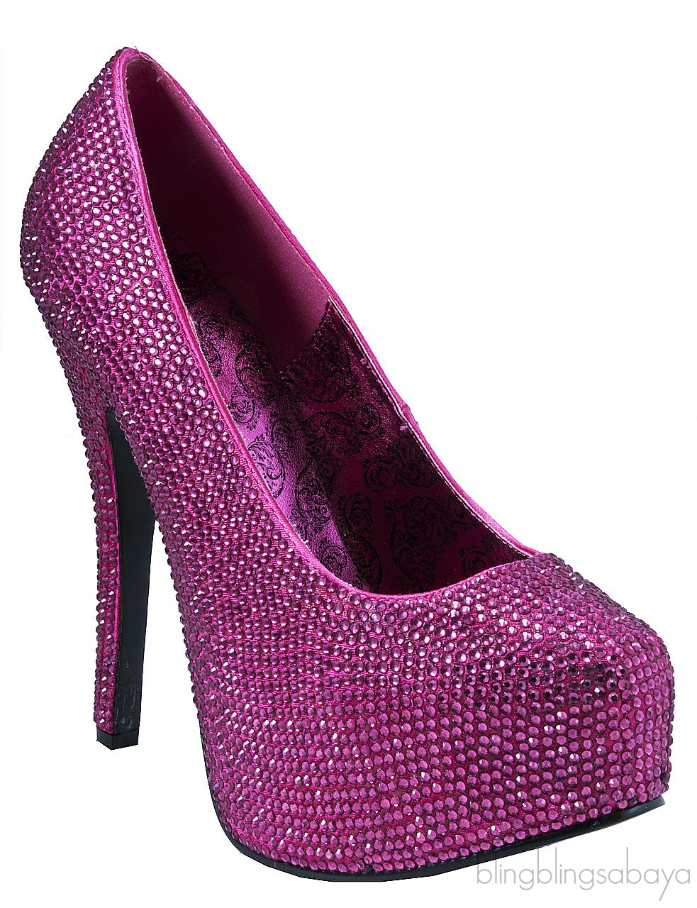 Hot Pink Rhinestone Pump