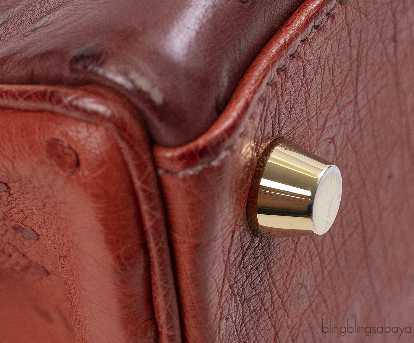 Hermes Kelly 32 Ghillies Rouge H Sunset and Brique Ostrich Bag