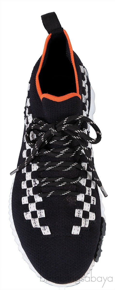 Black with Orange Flex Sneakers