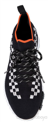 Black with Orange Flex Sneakers