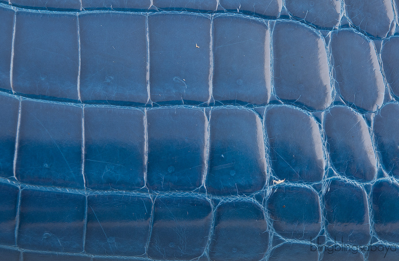 Blue Crocodile Large Top Handle Bag