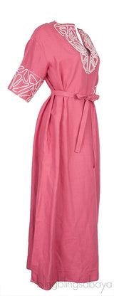 Old Pink Embroidered Kaftan Dress