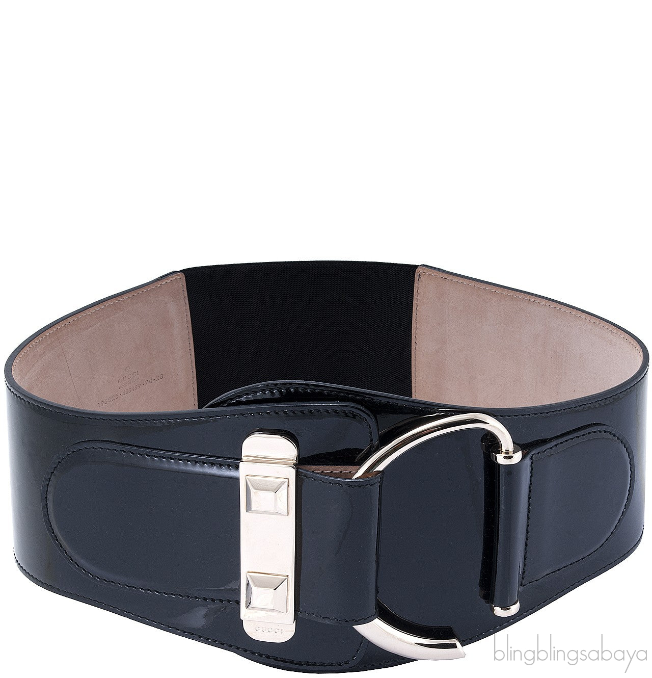Black Patent Elastic Wide Belt