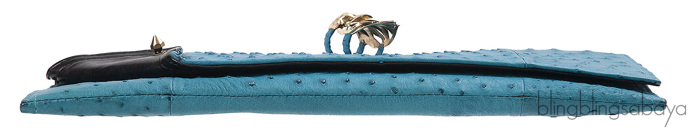 Maison Du Posh Ostrich Knuckle Ring Clutch