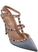 Valentino Garavani Blue Grey Patent Rockstuds Heels