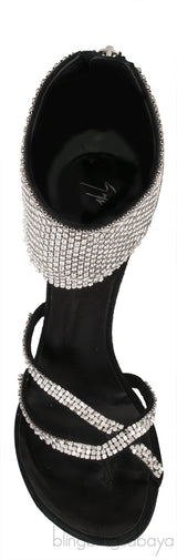 Black Crystal Suede Sandals
