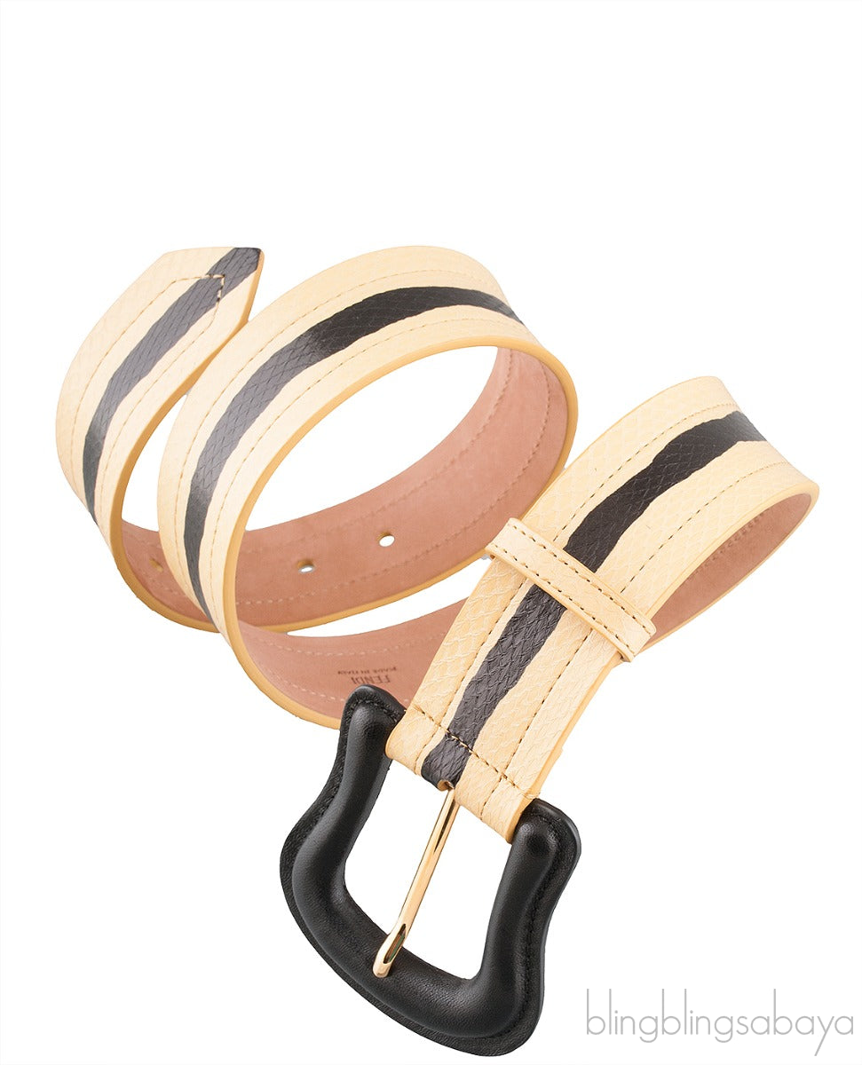 Yellow & Black Python Print Belt
