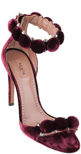 Burgundy Velvet Bombe Heels