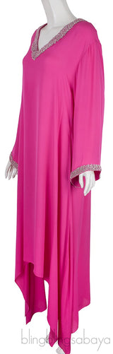 Fuchsia Sequin & Bead Emb. Kaftan