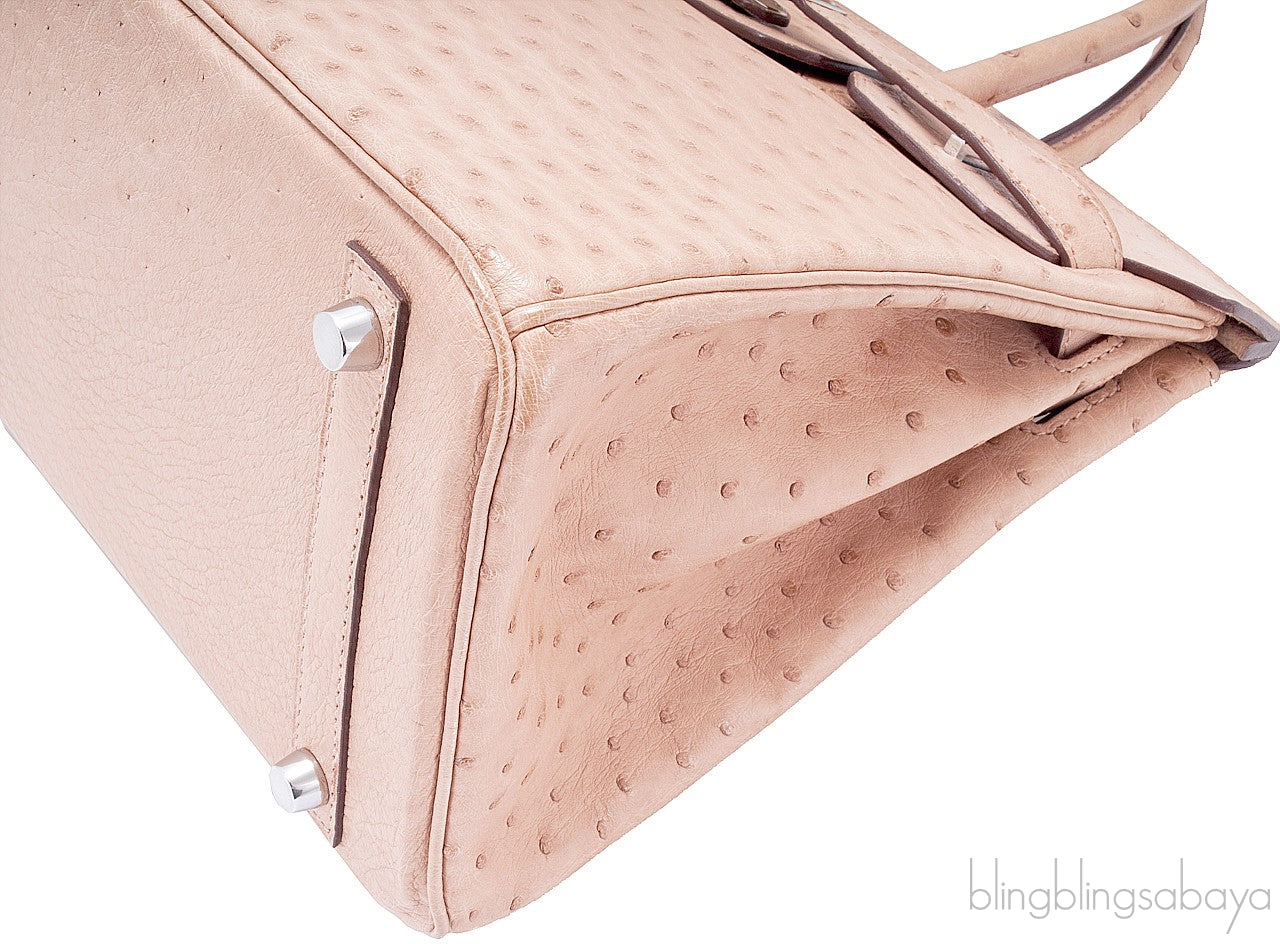 Birkin 30 Ostrich Natural Gold PHW