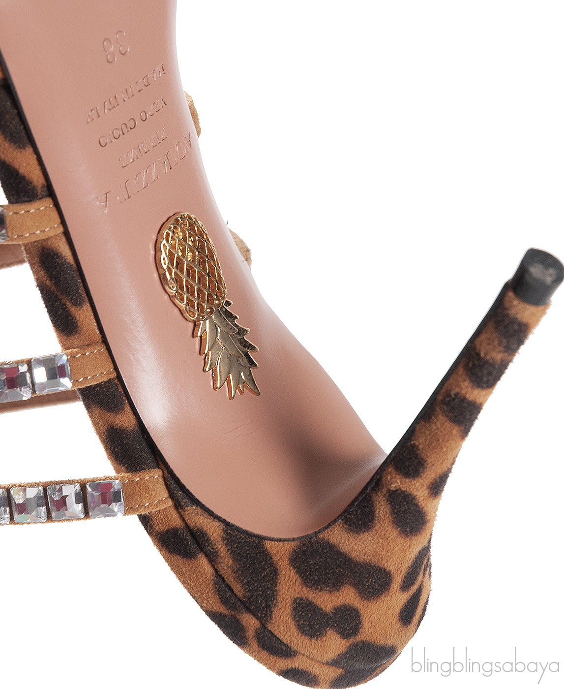 Aquazzura Brown Leopard Donata Suede Crystal Mules
