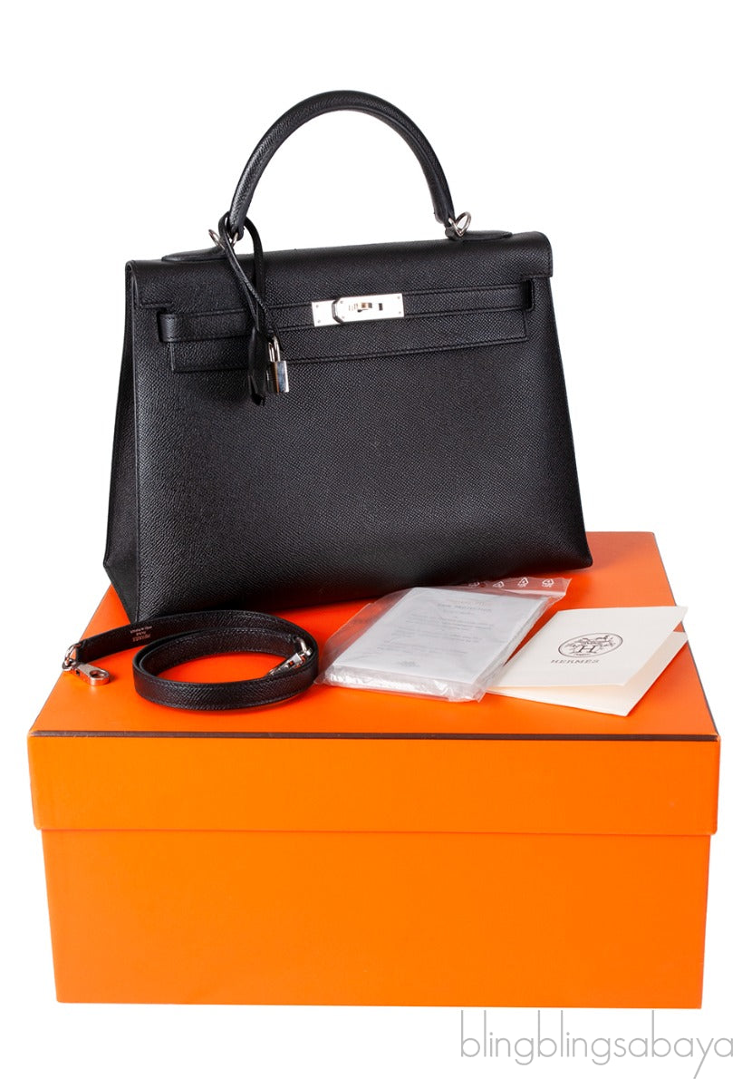 Kelly 32 Black Sellier Epsom PHW