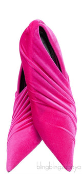 Fuchsia Pink Stretch Velvet Wrap Pump