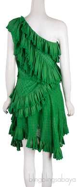 Green Broiderie Anglaise One Shoulder Top & Skirt