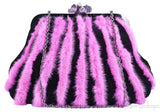 Fur Embellished Clutch Shoulder Bag