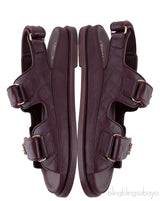Burgundy Quilted Leather CC Velcro Sandals