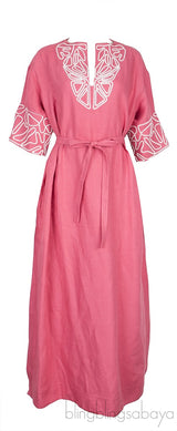 Old Pink Embroidered Kaftan Dress