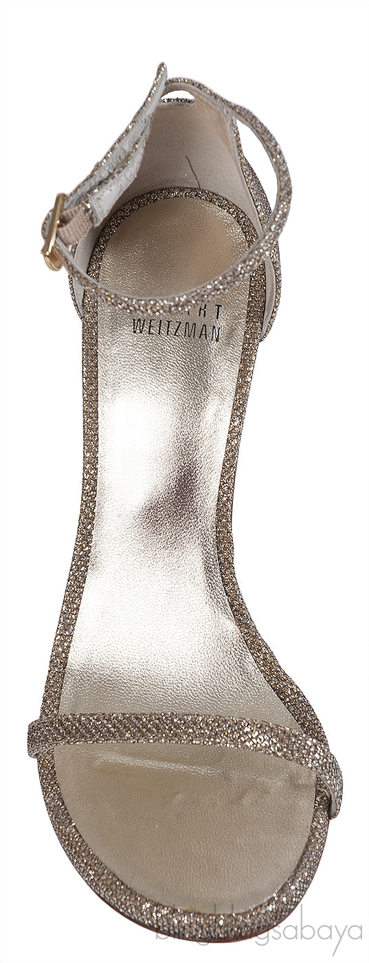 Stuart Weitzman Glitter Nudist Heel Sandals