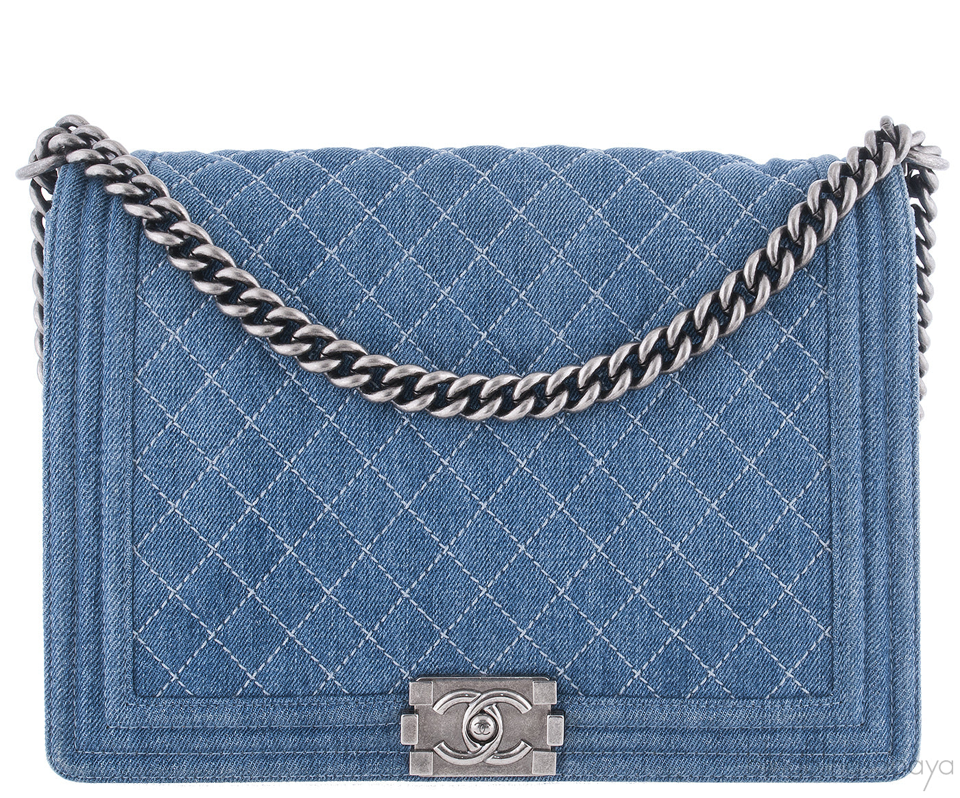 Quilted Le Boy Denim Jumbo Flap Bag