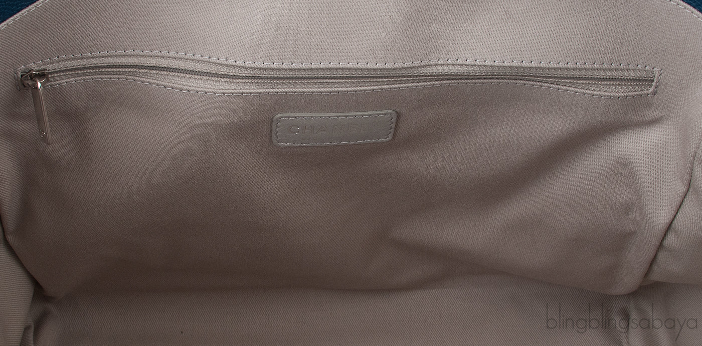 Deauville Large Blue Leather Tote